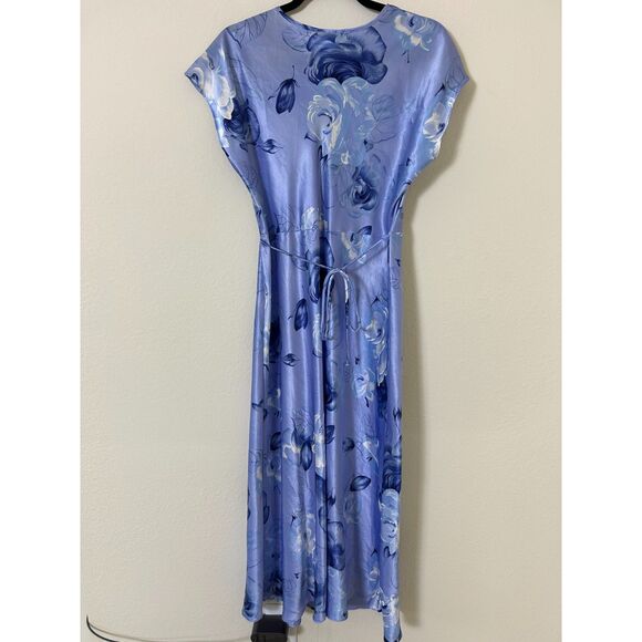 Vintage California Dreaming Dress Women's L silky coquette blue‎ floral spring - Picture 2 of 8